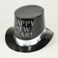 TOP HAT HAP NEW YR BLK W/SILVE