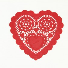 10" HEART DOILIES RED