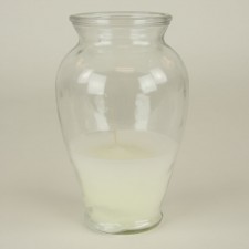 9"X5"D VASE W/WAX CANDLE