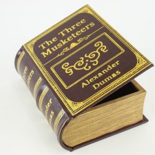 9"WOOD LEATHER BOOK BOX S2