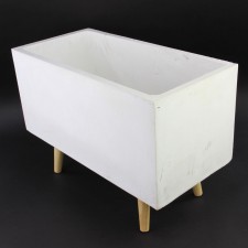 21"FIBER CLAY WOOD PLANTER S2
