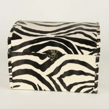 14"WOOD/LEATHER BOX ZEBRA S3