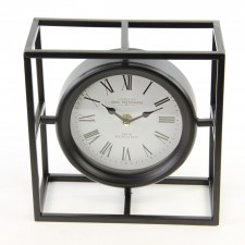 9"BLK/MTL GEOMETRIC CLOCK