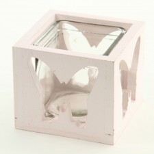 SQ.WOOD POT W/BUTTERFLY/GLASS