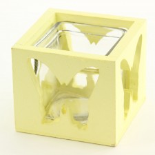 SQ.WOOD POT W/BUTTERFLY/GLASS