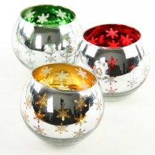 3"GLASS SNOW CANDLE HOLDER M4