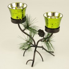 9"CANDLE HLDR X2 W/PINECONE