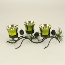 6"CANDLE HLDR X3 W/PINECONE