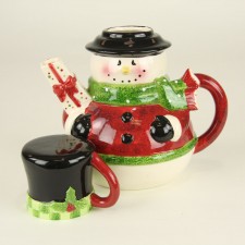 9.5"CERAMIC SNWMN TEA FOR ONE