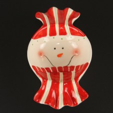 3"X10"X6" CER.SNOWMAN PLATE