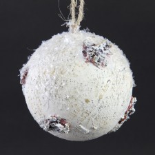 4"BIRCH BALL ORN WHITE