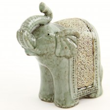 7.25"LT.GREEN GLZ ELEPHANT
