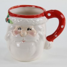 5.25"RED/GRN SANTA HEAD MUG