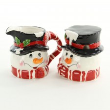 4.5"SNOWMAN SUGAR/CRMR 2/SET