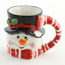 5.5"STRPD SCARF SNOWMAN MUG