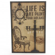 16"LIFE IS ART BURLAP PLQ A4
