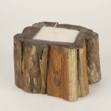 4"X7.5" SM TEAK WOOD CANDLE