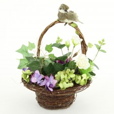 13"X12"FLOWER BASKET W/BIRD