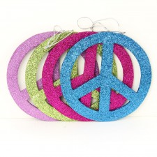 8"WOODEN GLIT.PEACE ORNA A4