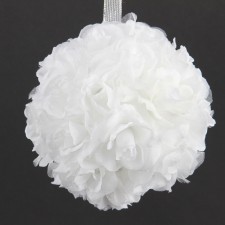 6.5"D HANGING ROSE BALL WHITE
