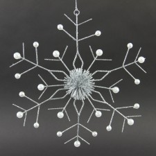 10.5"PEARL SNOWFLAKE ORNA A25