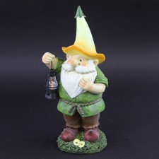 14"RESIN GNOME FIG W/LANTERN