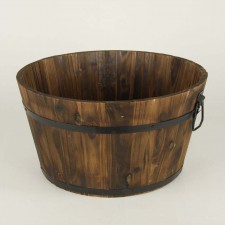 16"D ROUND WOOD PLANTER S4