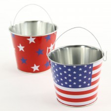 PATRIOTIC TIN PAIL ASST