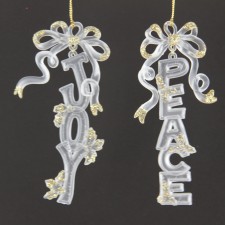 6"CLR/FROSTD JOY/PEACE ORN A6