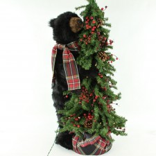 40"PLAID TREE BEAR BLACK