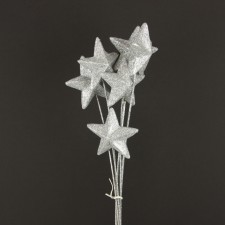 70MM GLITTER STAR 6/BU SILVER