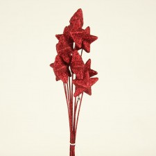 50MM GLITTER STAR 10/BUN RED