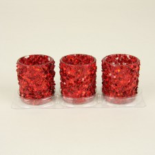RED BEADED GLS CNDL HLDR 3/PKG