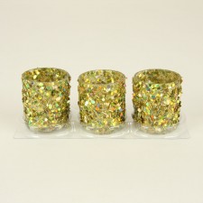 GLD BEADED CNDL HOLDER 3/PKG