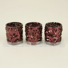 BROWN BEADED CNDL HLDR 3/PKG