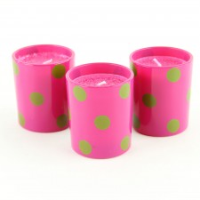 2"FUCH.GLS CNDL/GR DOTS 3/PKG