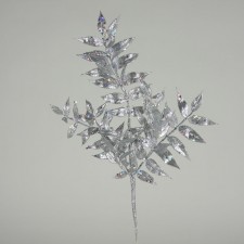 17"GL/SEQUIN RUSCUS LEAF SILVE