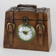 9"X7" LEATHER BOX W/CLOCK