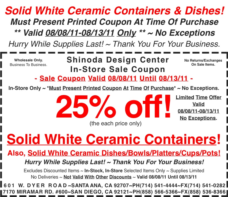 White Ceramic Containers 25% off Shinoda Design Center