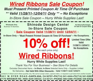 In Store Sale Coupon 10% off Selected Wire Ribbon In Store Sale Coupon 10% off Selected Wire Ribbon