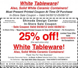 Sale Coupon 25% off White Tableware Solid White Ceramic Containers 043012