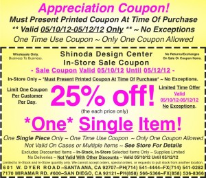 Sale Coupon 25% Off One Single Item Mothers day Coupon 051012