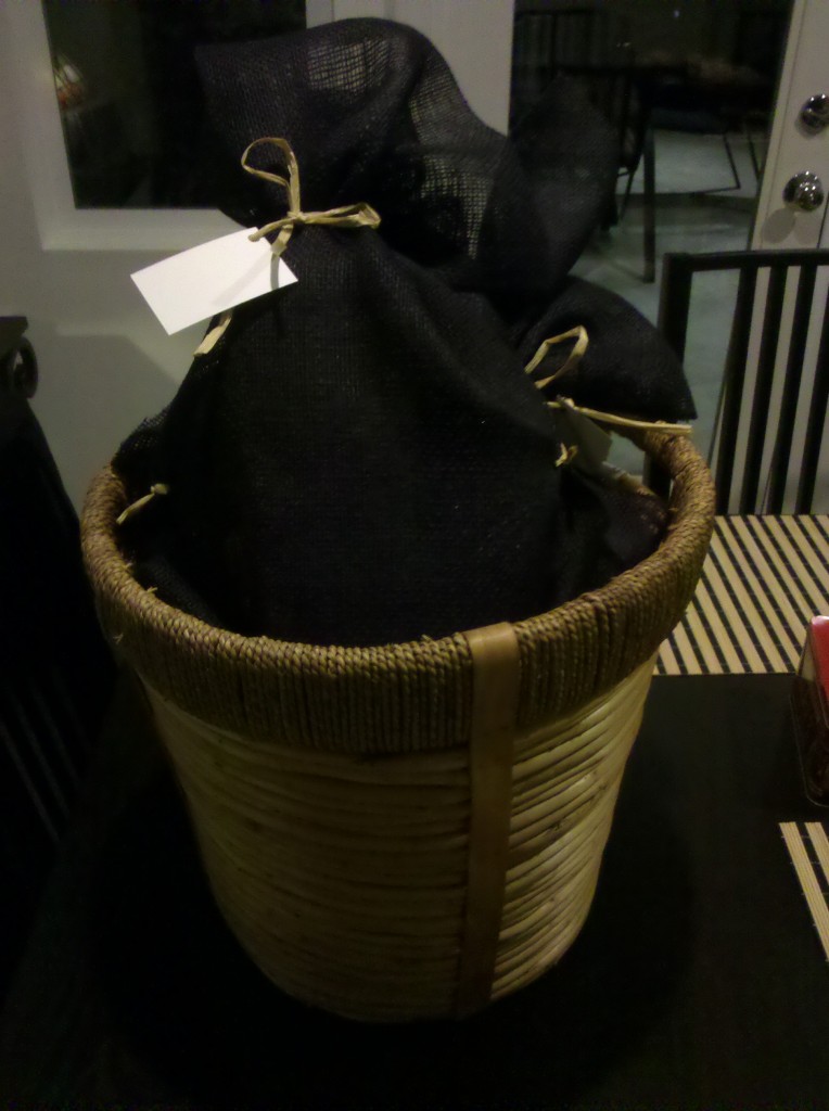 Groomsmen gifts in a basket