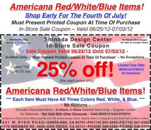 Sale Coupon 25% off Americana Red White Blue Items 062512 Sale Coupon 25% off Americana Red White Blue Items 062512
