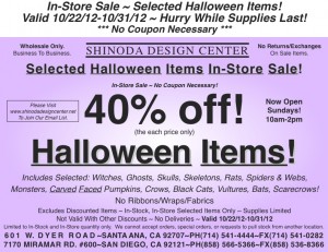 Shinoda Design Center Halloween 40% Off