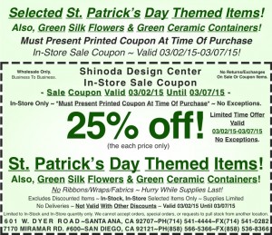 Sale_Instore_Coupon_Selected_Saint_Patricks_Themed_Items_Green_Silk_Flowers_030215