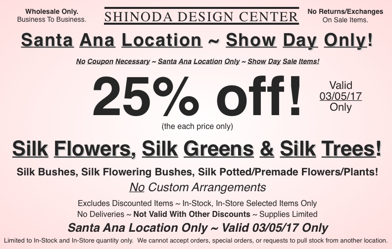 Santa Ana Spring Wedding Floral Design Show Silk Sale c 0317