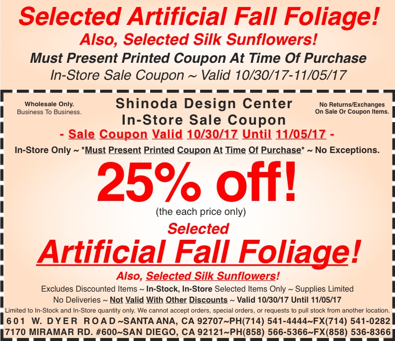 Sale_Instore_Coupon_Selected_Artificial_Fall_Foliage_Sunflowers_103017