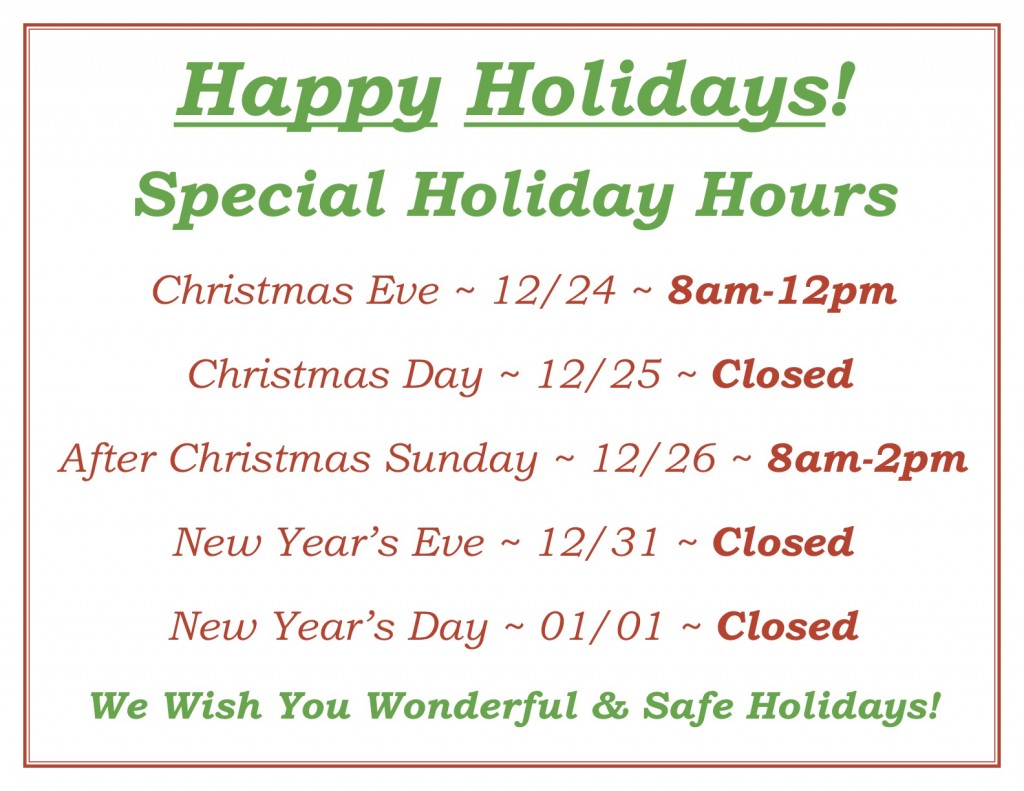 form closed happy holiday christmas hours 5 day c 1221