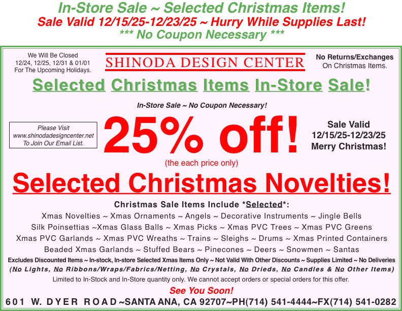 Pre-Christmas Store Special: 25%off Selected Christmas Items! | Shinoda ...